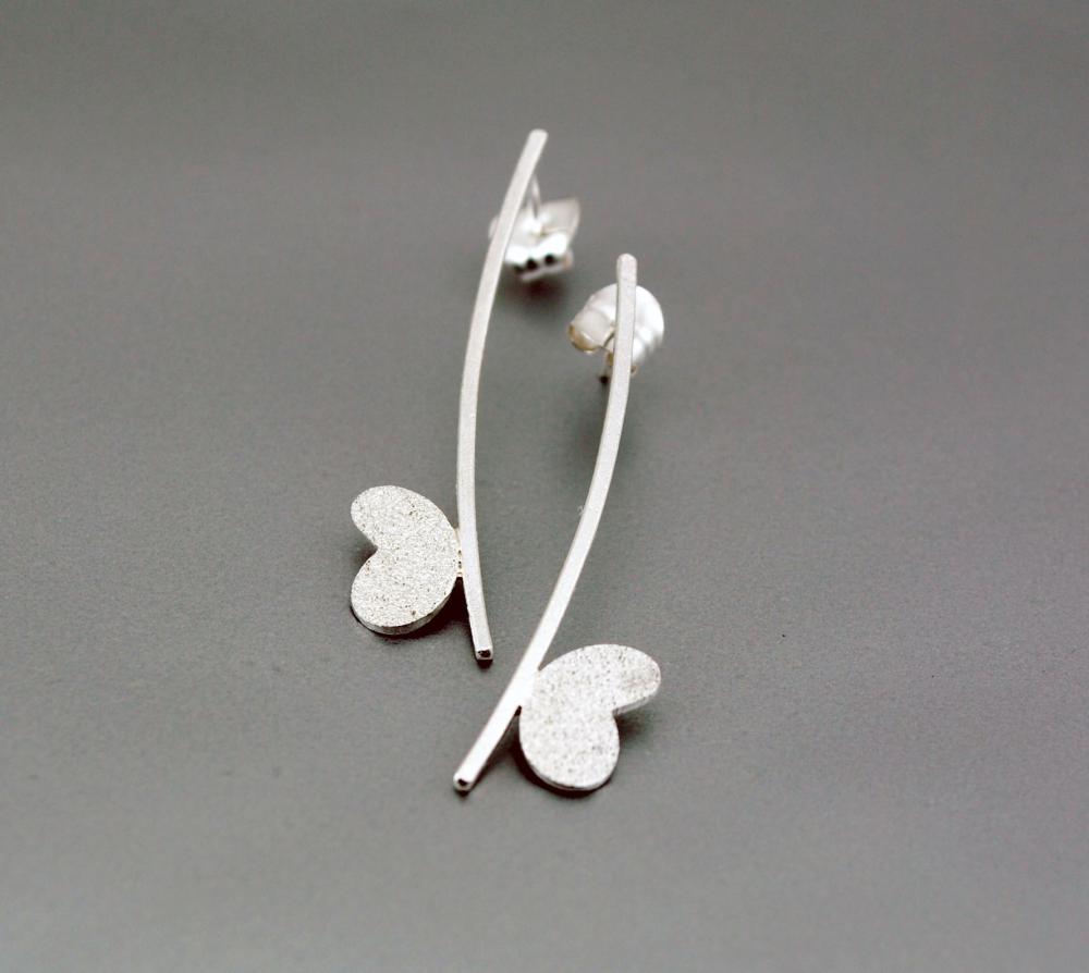 Texturized Sterling Silver Earrings. Roll Printed Texture. White. Post. VARIACIONES 6 Earrings. Handmade by Maria Goti Joyas.